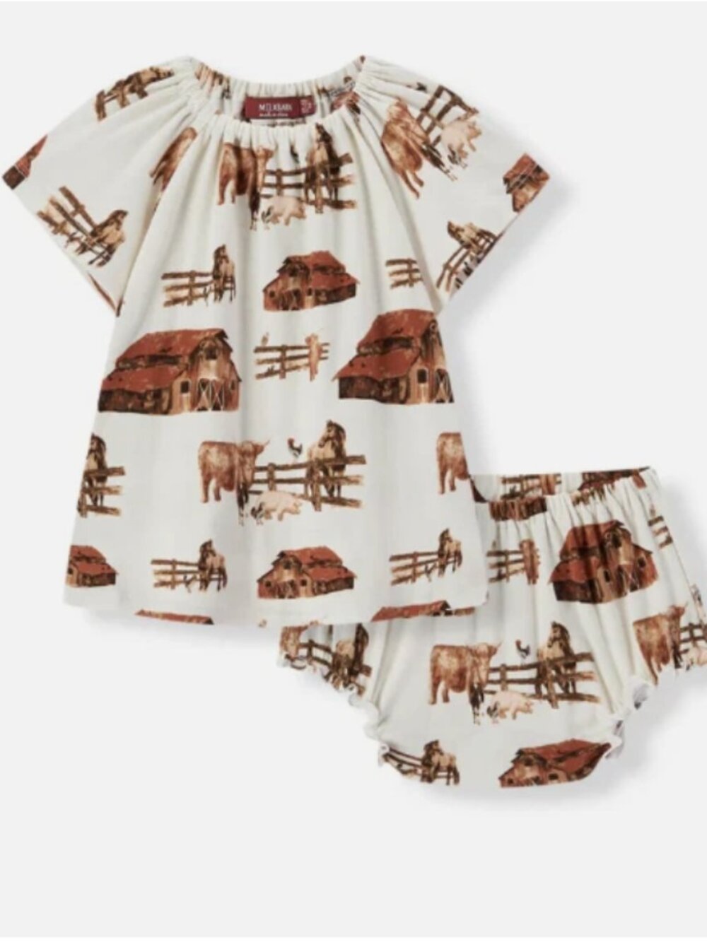 NWT Milkbarn Organic Cotton Homestead Dress & Bloomer 2 Pc Set 6-12 mo